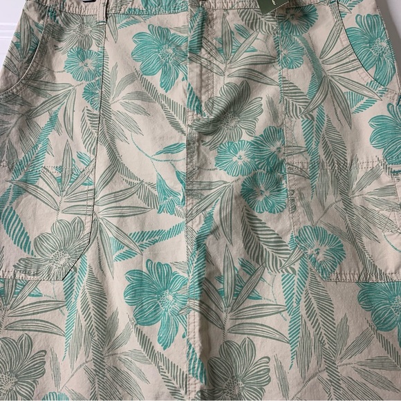 Eddie Bauer Beige and Teal Floral Print Cotton Blend  Skirt Size 8 NWT - Picture 5 of 12